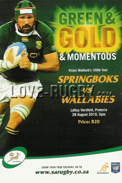 2010 South Africa v Australia  Rugby Programme